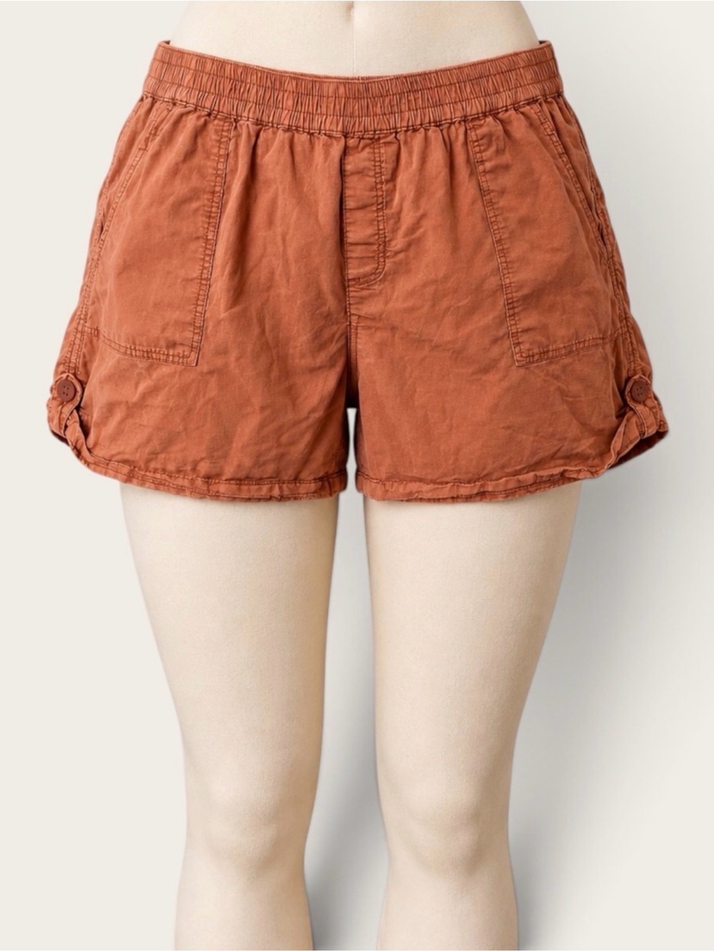 Sanctuary Standard Surplus Women’s 16W Rust Orange Utility Pull-On Shorts